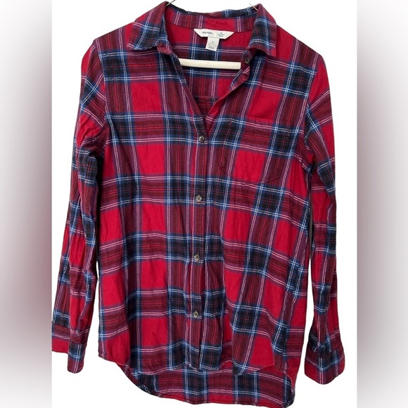 Old Navy Women’s Plaid Flannel Button Down Shirt Size Small - Picture 3 of 8